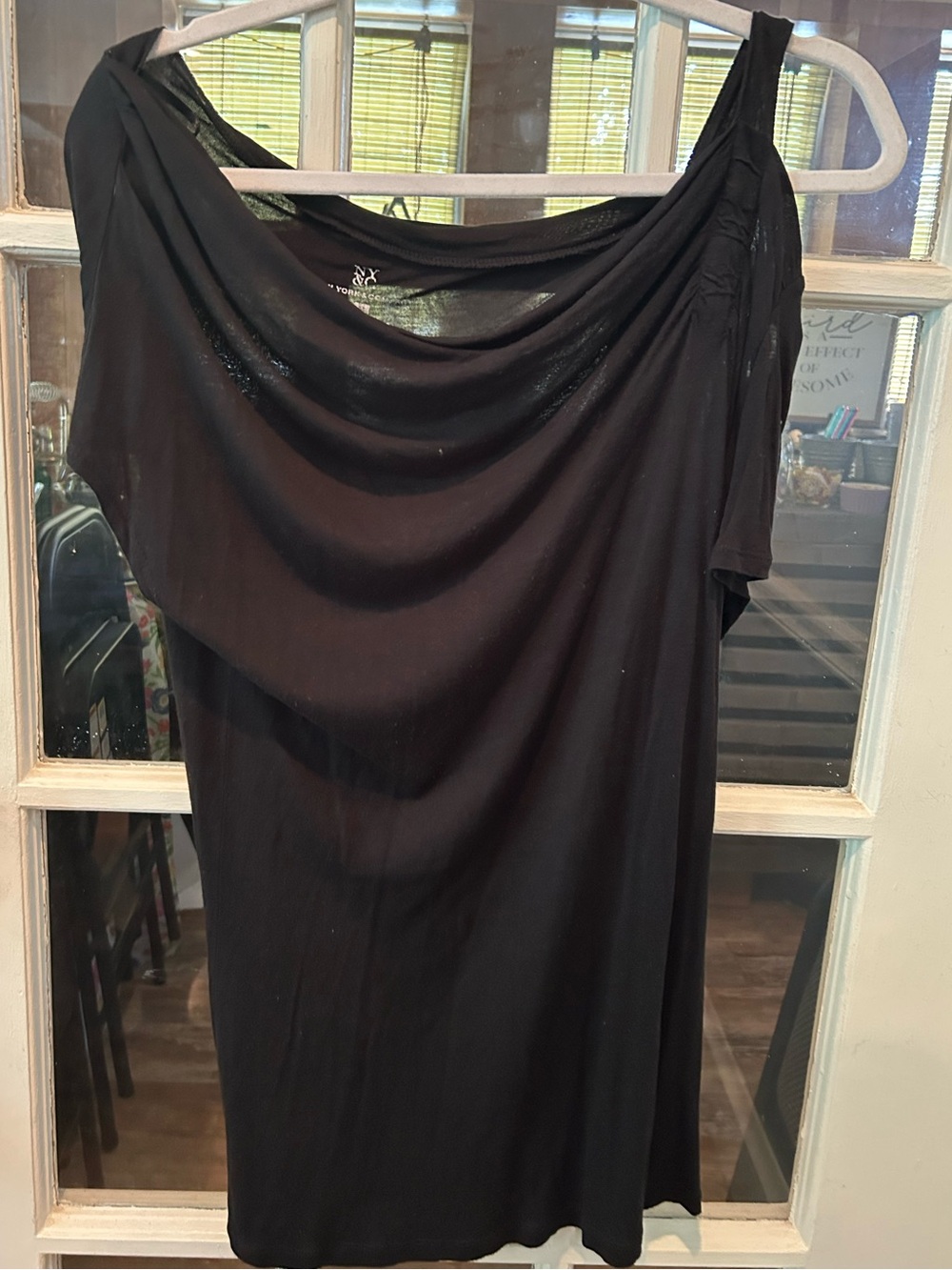Women’s Black Draped One-Shoulder cotton top